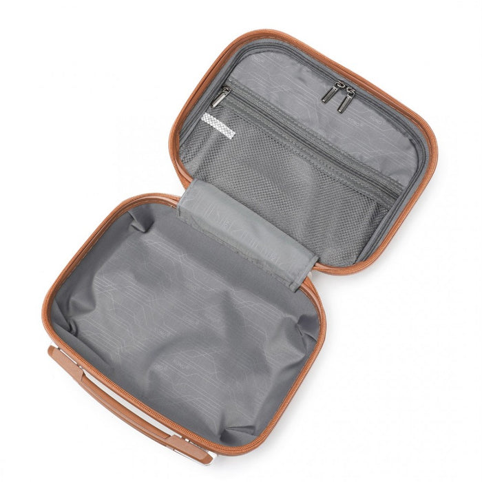 ABS 4 Wheel Suitcase Set with Vanity Case, Weekend Bag and Toiletry Bag – Cream