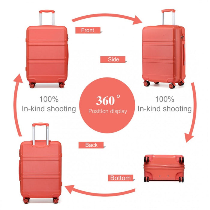 ABS Sculpted Horizontal Design Cabin Luggage – 20-Inch – Coral