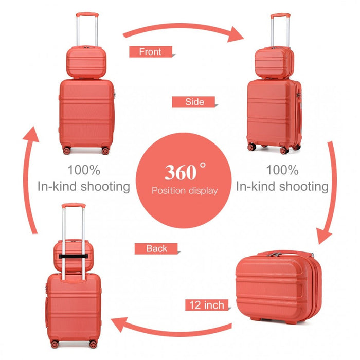 ABS 4 Wheel Suitcase Set with Vanity Case – Coral