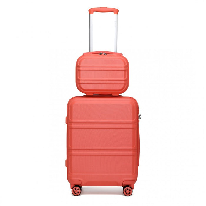 ABS 4 Wheel Suitcase Set with Vanity Case – Coral