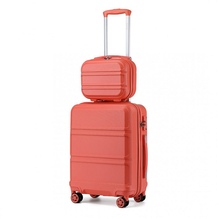 ABS 4 Wheel Suitcase Set with Vanity Case – Coral