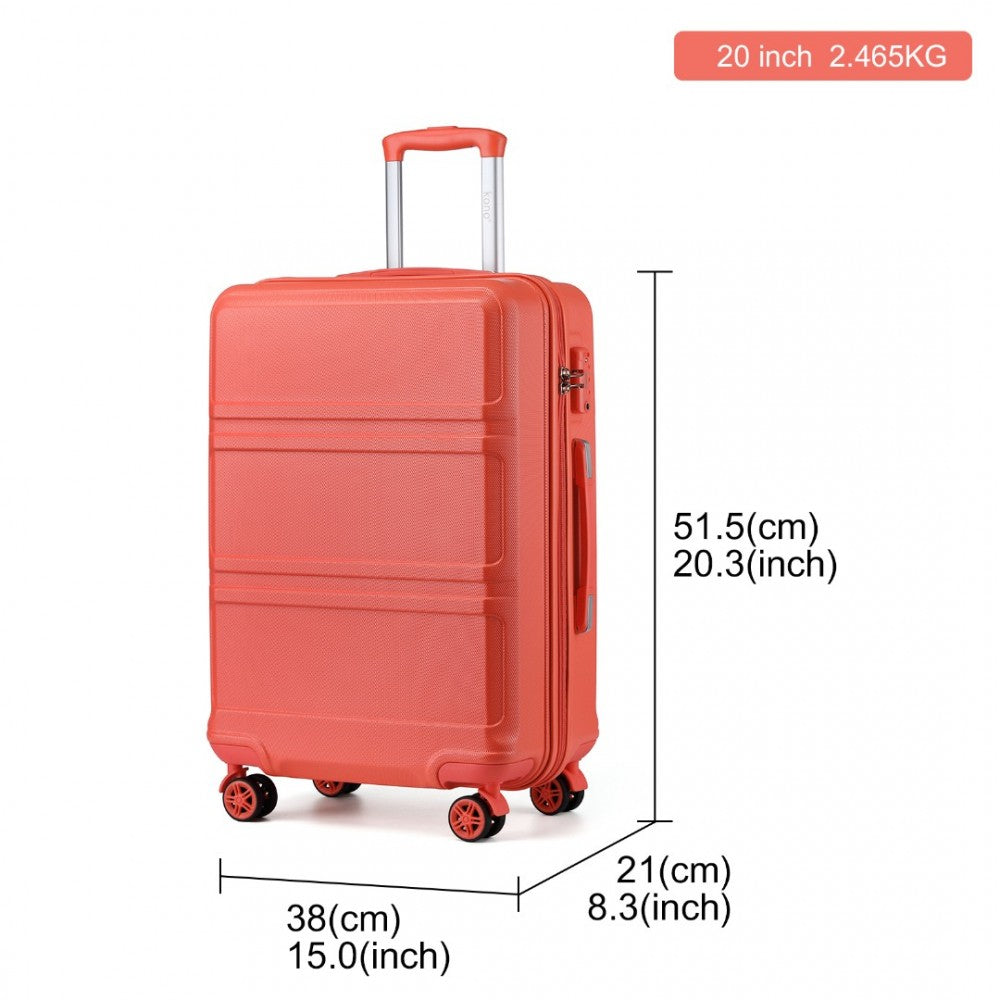 ABS Sculpted Horizontal Design Cabin Luggage – 20-Inch – Coral