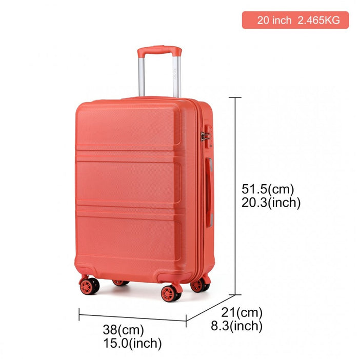 ABS Sculpted Horizontal Design Cabin Luggage – 20-Inch – Coral