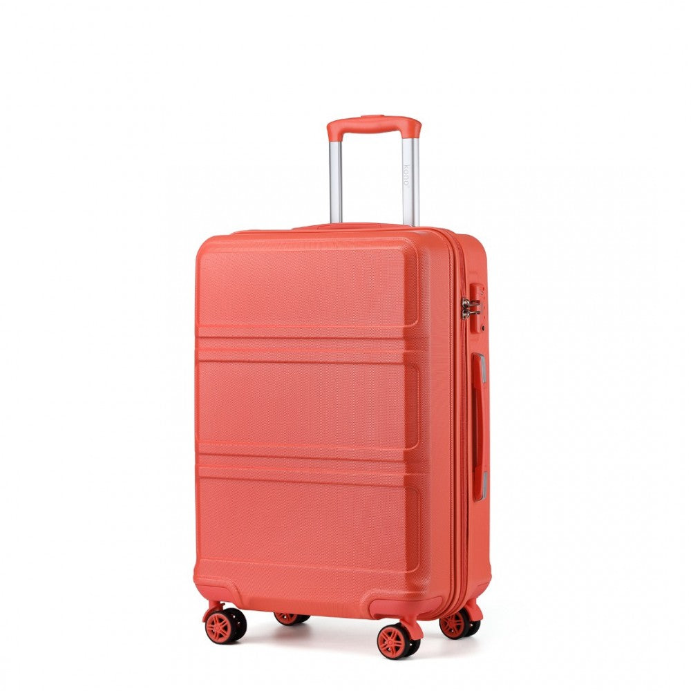 ABS Sculpted Horizontal Design Cabin Luggage – 20-Inch – Coral