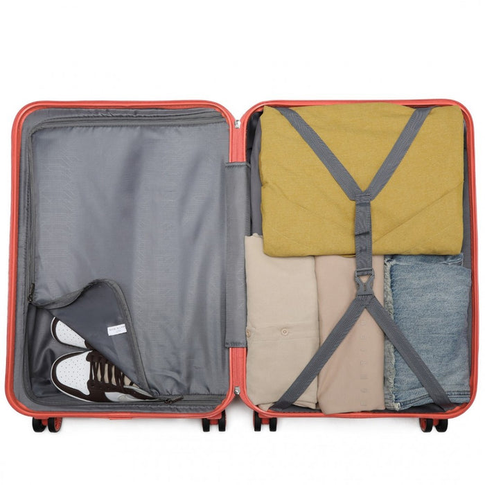 ABS Sculpted Horizontal Design Cabin Luggage – 20-Inch – Coral