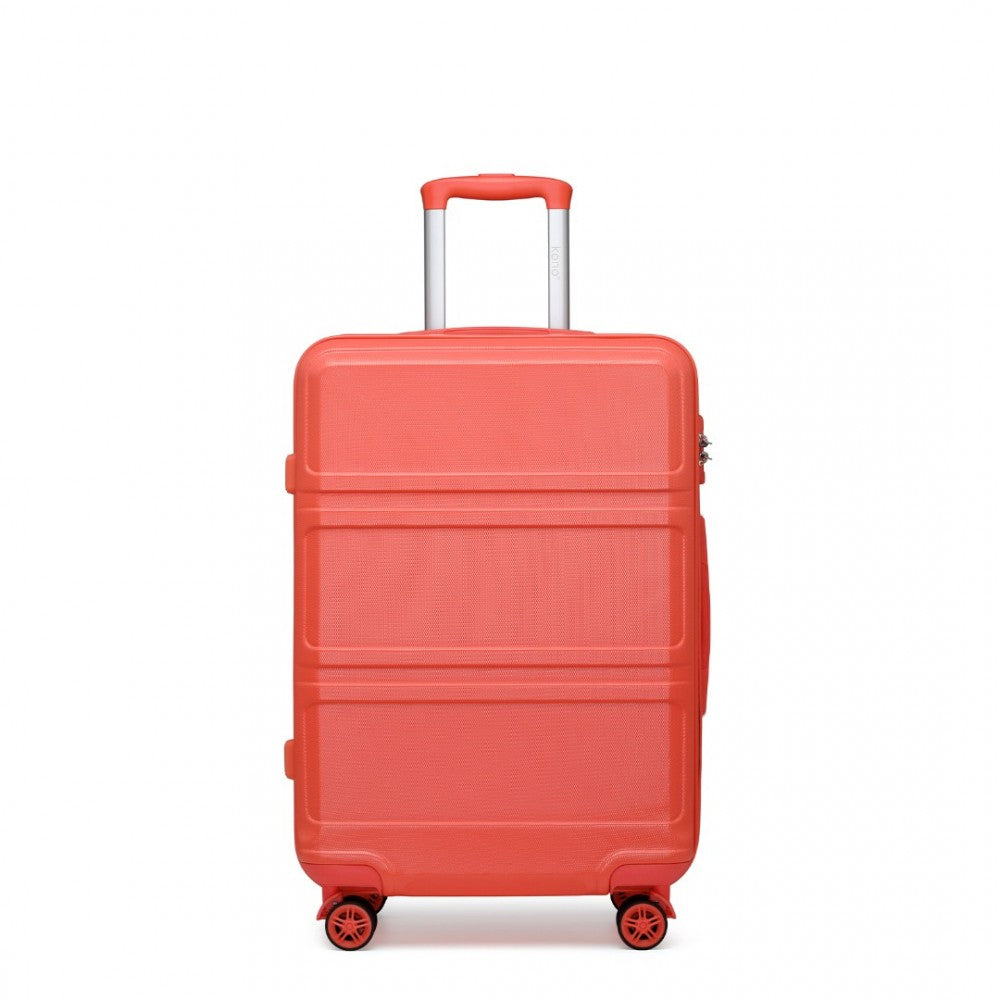 ABS Sculpted Horizontal Design Cabin Luggage – 20-Inch – Coral