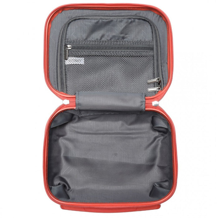4-Piece ABS Sculpted Horizontal Design Suitcase Set with Vanity Case – Coral