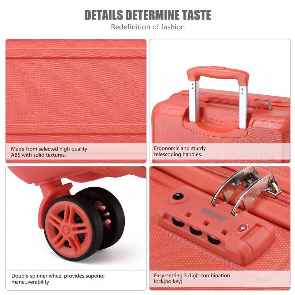 ABS Sculpted Horizontal Design Cabin Luggage – 20-Inch – Coral