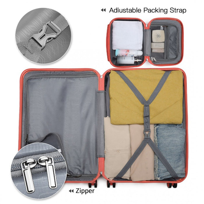 ABS 4 Wheel Suitcase Set with Vanity Case – Coral