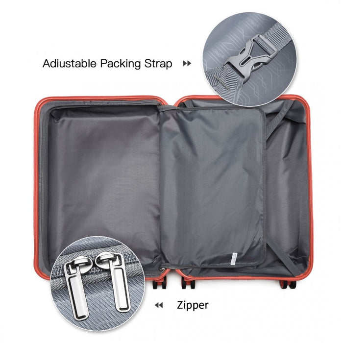 ABS 4 Wheel Suitcase Set with Vanity Case – Coral