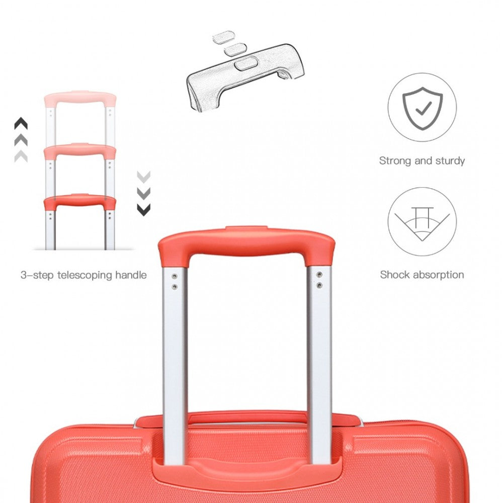 ABS Sculpted Horizontal Design Cabin Luggage – 20-Inch – Coral