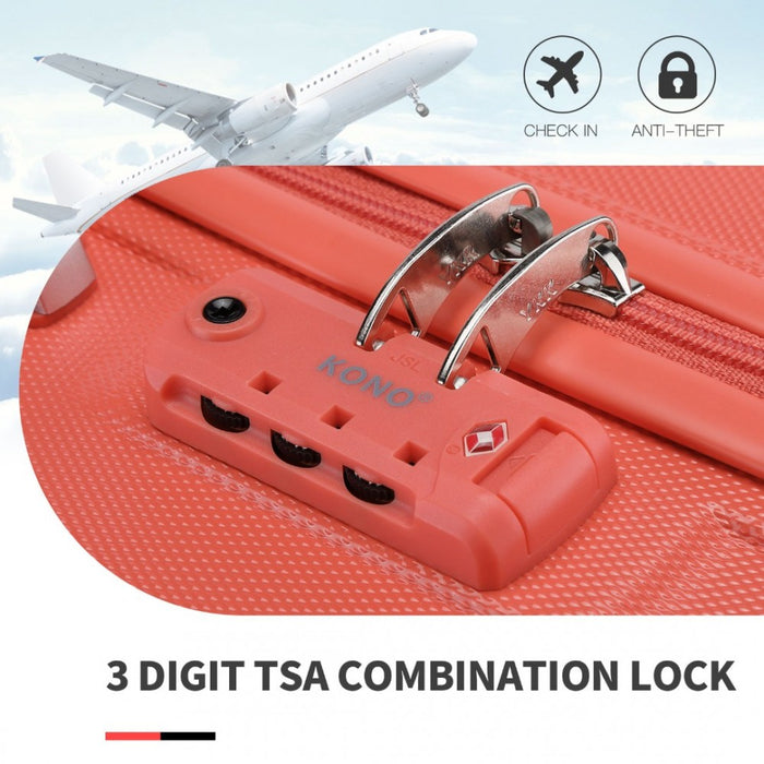 4-Piece ABS Sculpted Horizontal Design Suitcase Set with Vanity Case – Coral