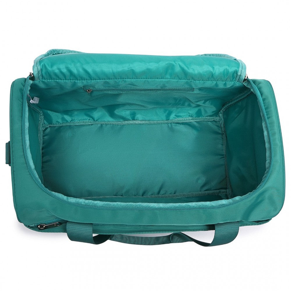 2-Piece ABS Sculpted Horizontal Design Suitcase Set with Cabin Bag – 20-Inch – Teal