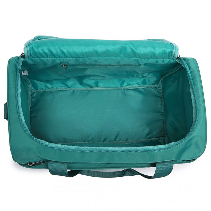2-Piece ABS Sculpted Horizontal Design Suitcase Set with Cabin Bag – 20-Inch – Teal