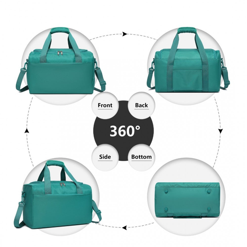 2-Piece ABS Sculpted Horizontal Design Suitcase Set with Cabin Bag – 20-Inch – Teal