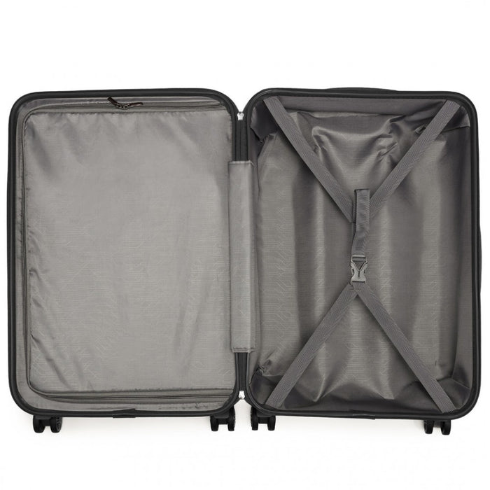 2-Piece ABS Sculpted Horizontal Design Suitcase Set with Cabin Bag – 20-Inch – Black