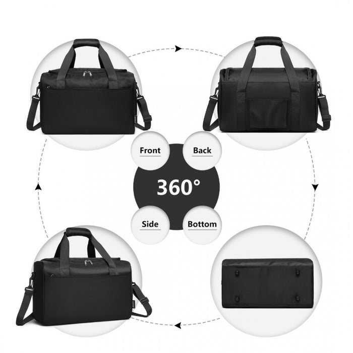 2-Piece ABS Sculpted Horizontal Design Suitcase Set with Cabin Bag – 20-Inch – Black