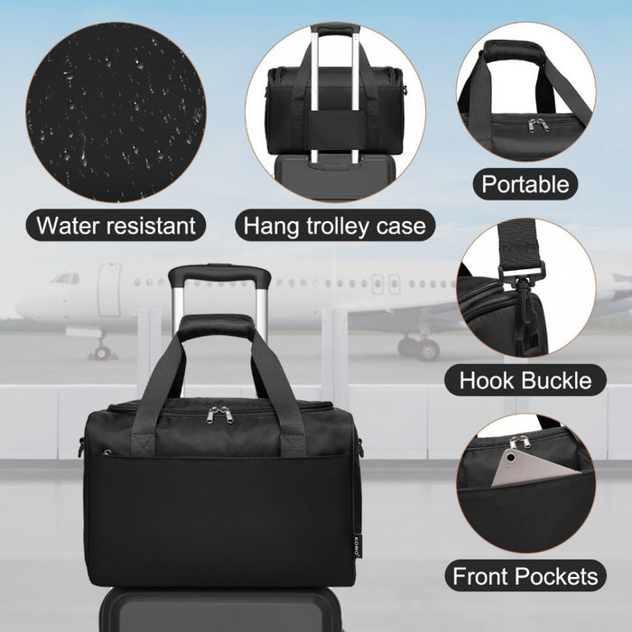 2-Piece ABS Sculpted Horizontal Design Suitcase Set with Cabin Bag – 20-Inch – Black
