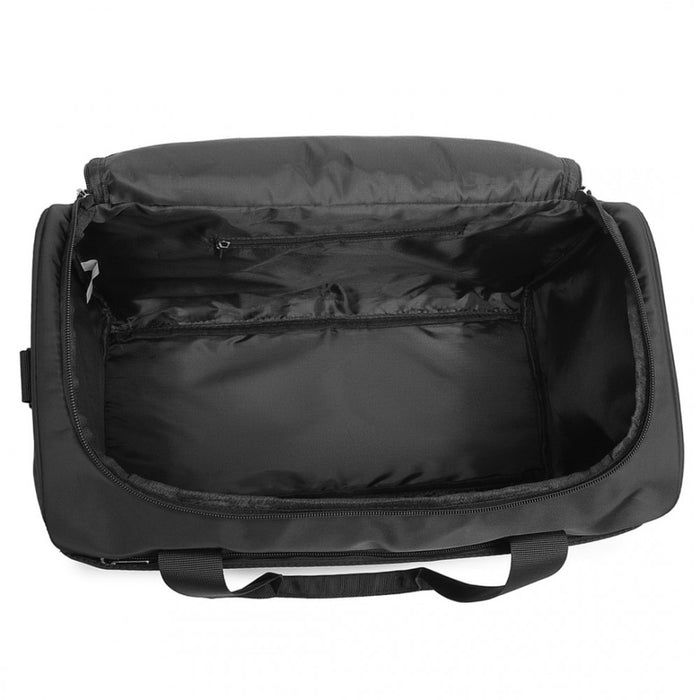 2-Piece ABS Sculpted Horizontal Design Suitcase Set with Cabin Bag – 20-Inch – Black