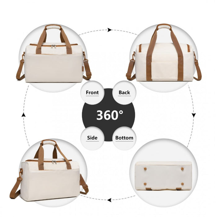 2-Piece ABS Sculpted Horizontal Design Suitcase Set with Cabin Bag – 20-Inch – Cream
