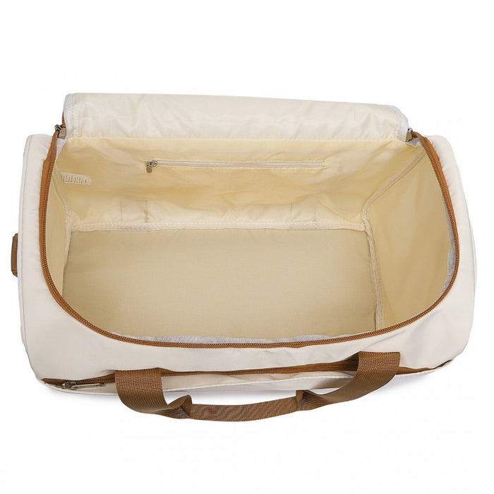 2-Piece ABS Sculpted Horizontal Design Suitcase Set with Cabin Bag – 20-Inch – Cream