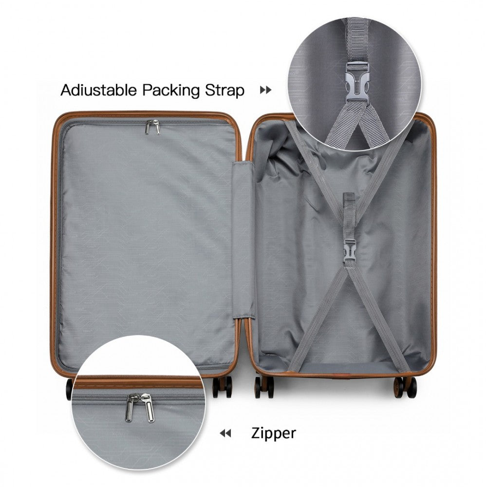 2-Piece ABS Sculpted Horizontal Design Suitcase Set with Cabin Bag – 20-Inch – Cream
