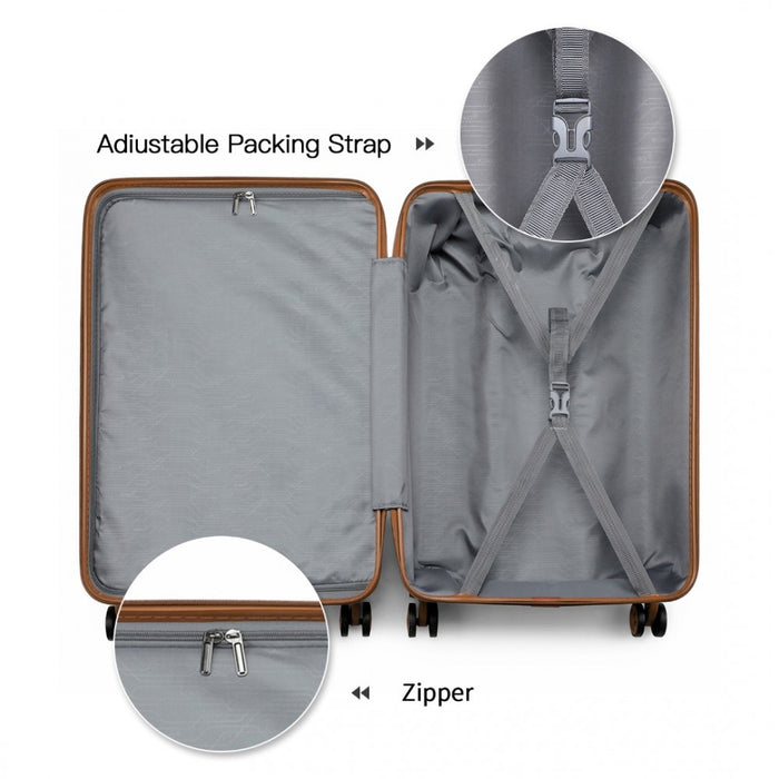 2-Piece ABS Sculpted Horizontal Design Suitcase Set with Cabin Bag – 20-Inch – Cream