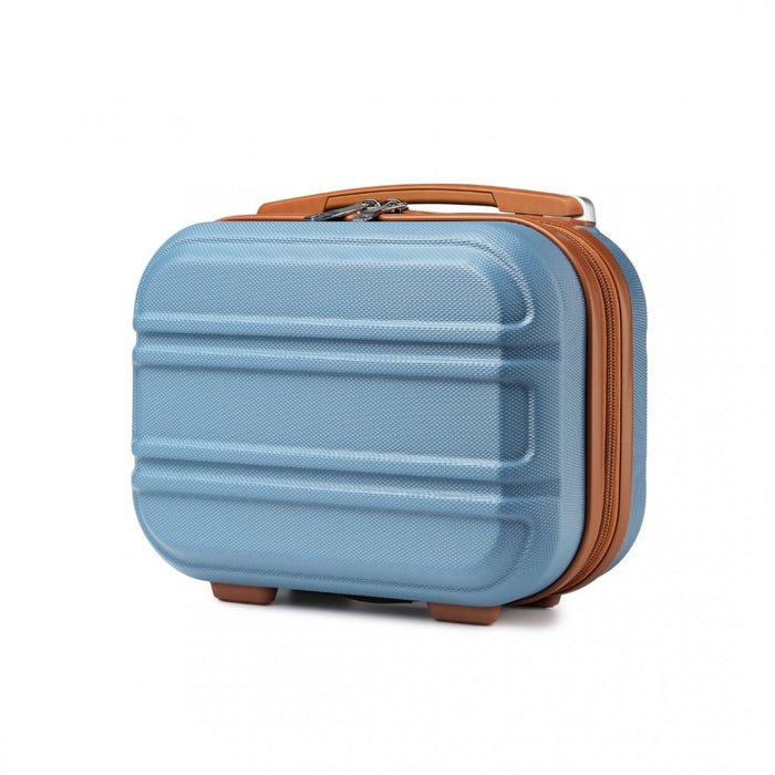 Lightweight ABS Hard Shell Vanity Case – 12-Inch – Grayish Blue and Brown