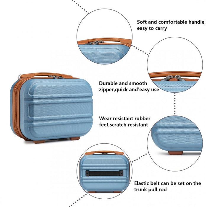 Lightweight ABS Hard Shell Vanity Case – 12-Inch – Grayish Blue and Brown