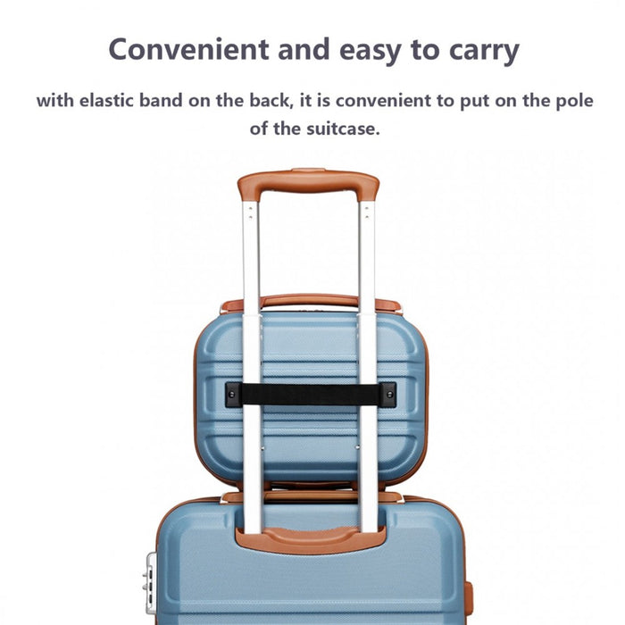 Lightweight ABS Hard Shell Vanity Case – 12-Inch – Grayish Blue and Brown