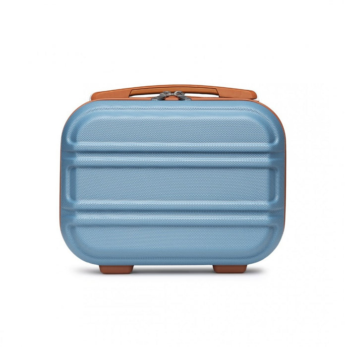 Lightweight ABS Hard Shell Vanity Case – 12-Inch – Grayish Blue and Brown