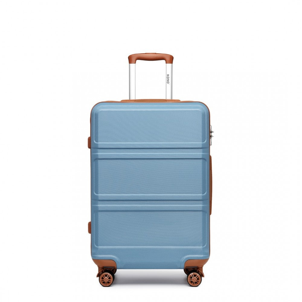 ABS Sculpted Horizontal Design Cabin Luggage – 20-Inch – Grayish Blue and Brown