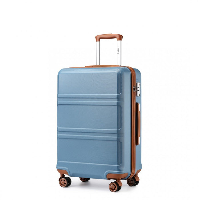 ABS Sculpted Horizontal Design Suitcase – 24-Inch – Grayish Blue and Brown