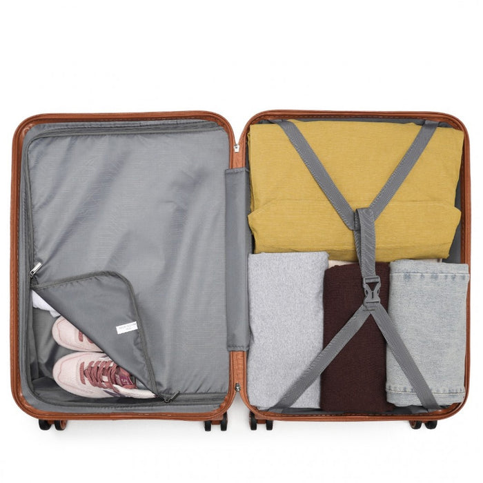 ABS Sculpted Horizontal Design Cabin Luggage – 20-Inch – Grayish Blue and Brown