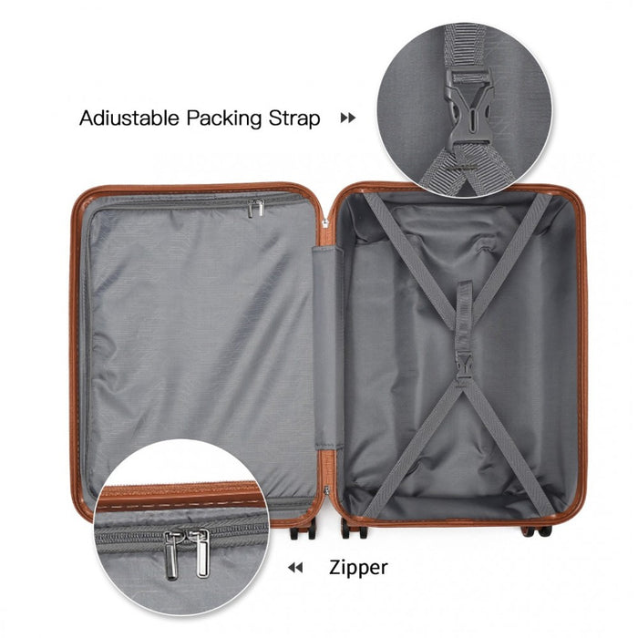 ABS Sculpted Horizontal Design Cabin Luggage – 20-Inch – Grayish Blue and Brown