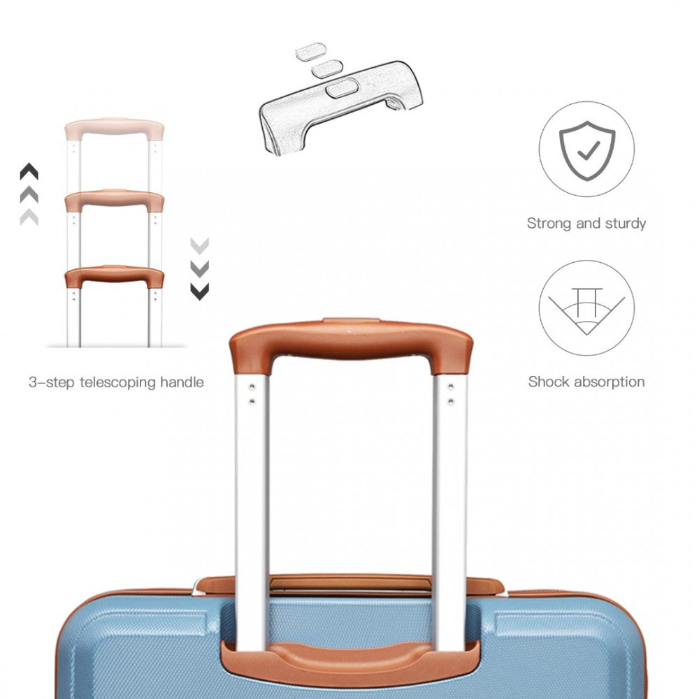 ABS Sculpted Horizontal Design Cabin Luggage – 20-Inch – Grayish Blue and Brown