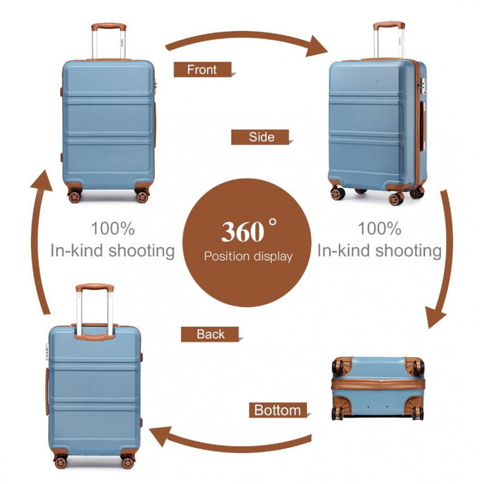 ABS Sculpted Horizontal Design Cabin Luggage – 20-Inch – Grayish Blue and Brown