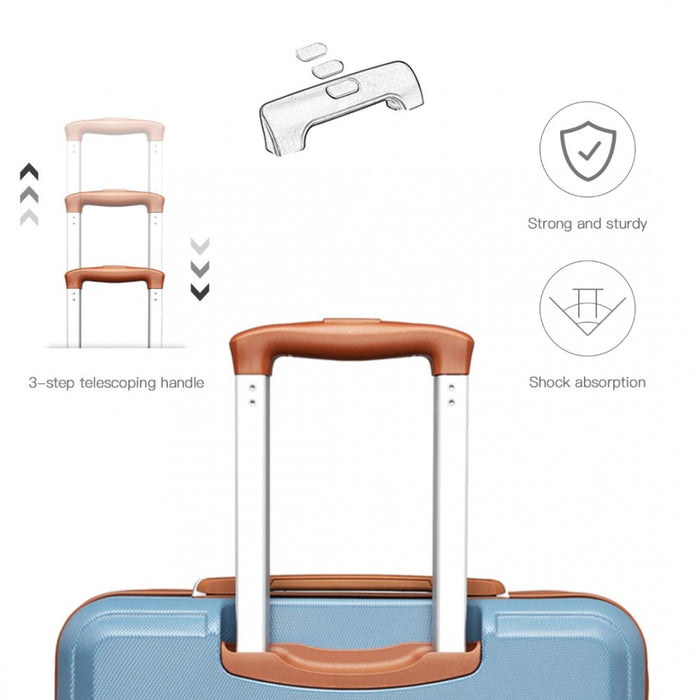 4-Piece ABS Sculpted Horizontal Design Suitcase Set with Vanity Case – Grayish Blue and Brown