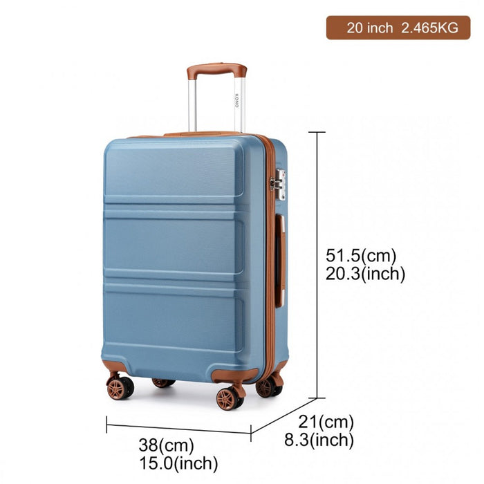 ABS Sculpted Horizontal Design Cabin Luggage – 20-Inch – Grayish Blue and Brown
