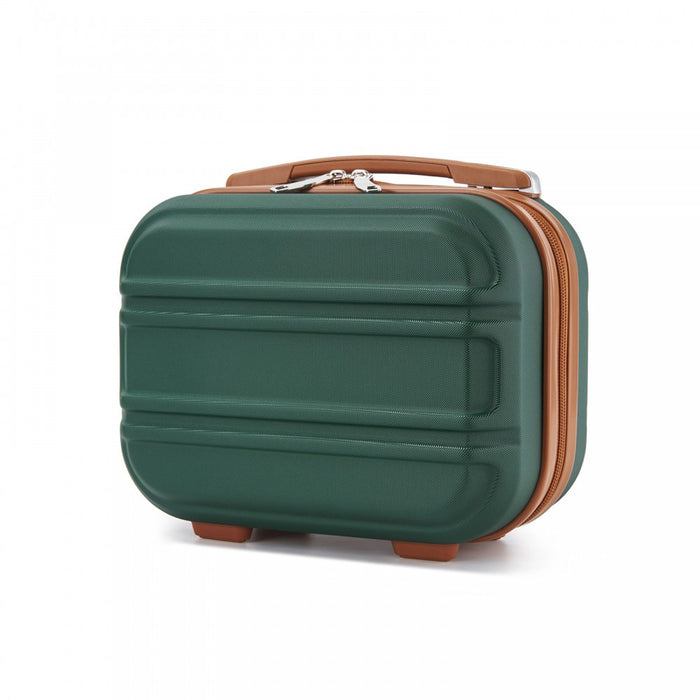 Lightweight ABS Hard Shell Vanity Case – 12-Inch – Green and Brown