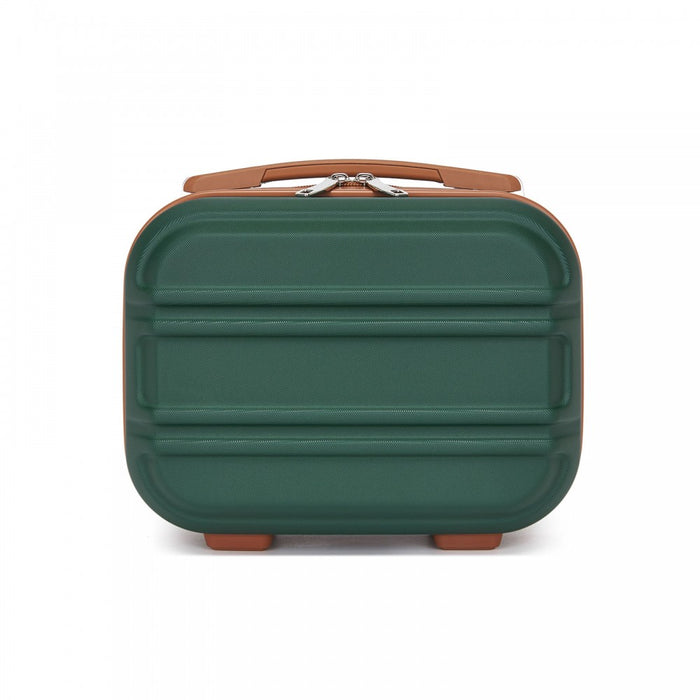 Lightweight ABS Hard Shell Vanity Case – 12-Inch – Green and Brown