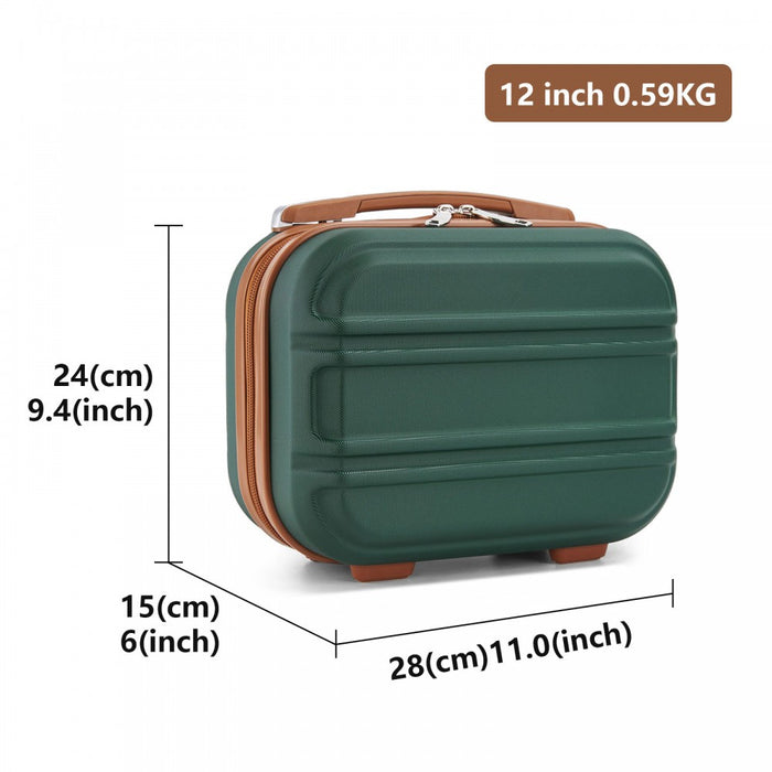 Lightweight ABS Hard Shell Vanity Case – 12-Inch – Green and Brown