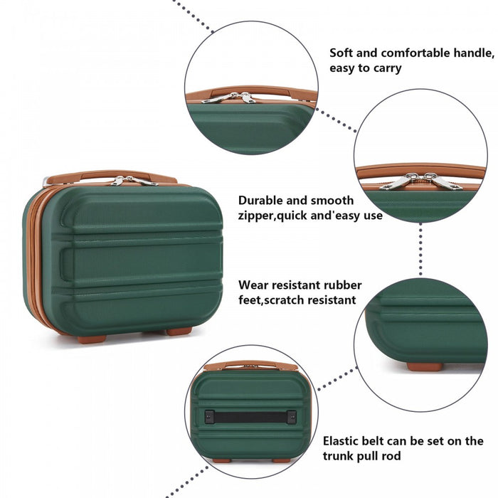 Lightweight ABS Hard Shell Vanity Case – 12-Inch – Green and Brown
