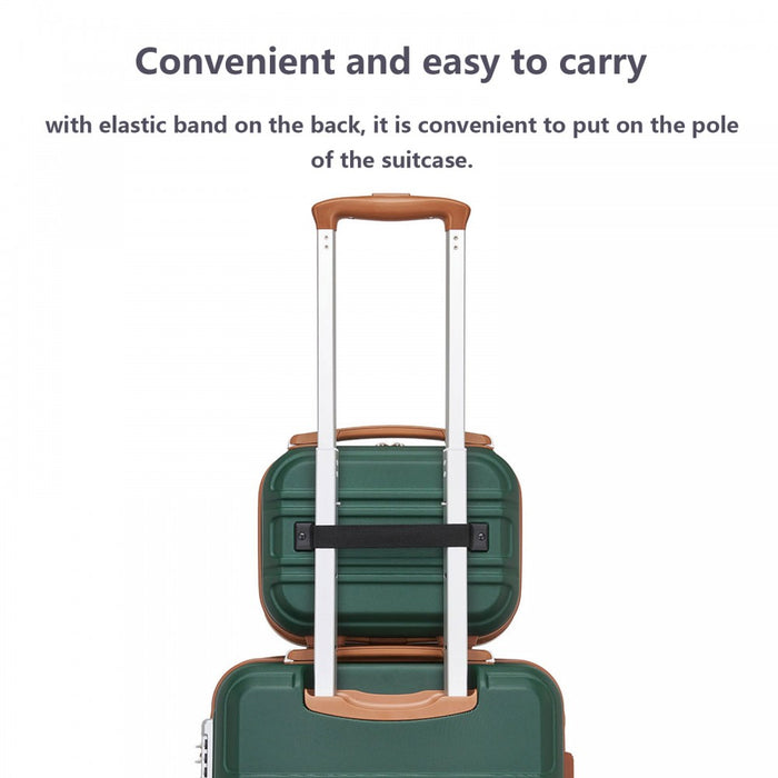 Lightweight ABS Hard Shell Vanity Case – 12-Inch – Green and Brown