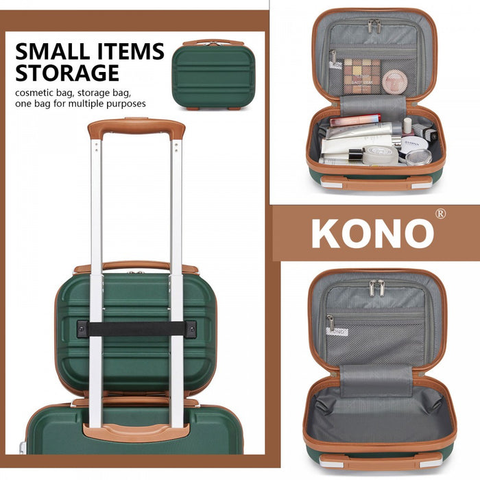 Lightweight ABS Hard Shell Vanity Case – 12-Inch – Green and Brown