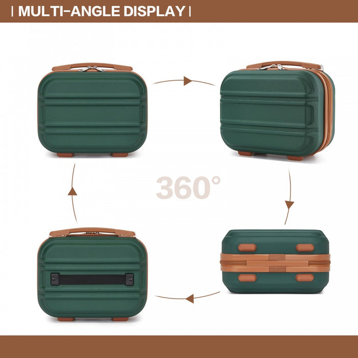 Lightweight ABS Hard Shell Vanity Case – 12-Inch – Green and Brown