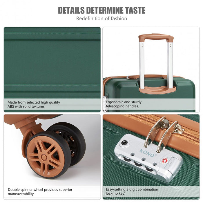 ABS Sculpted Horizontal Design Suitcase – 24-Inch – Green and Brown