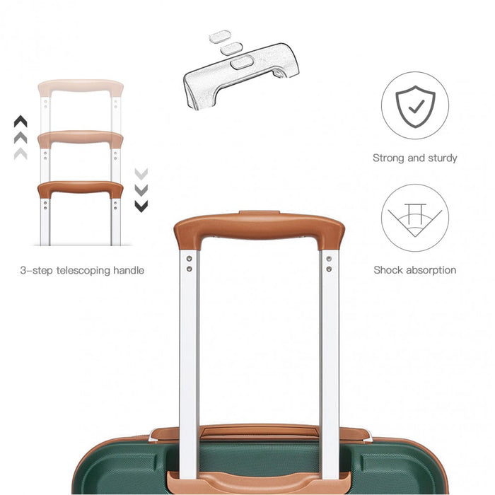 3-Piece ABS Sculpted Horizontal Design Suitcase Set – Green and Brown