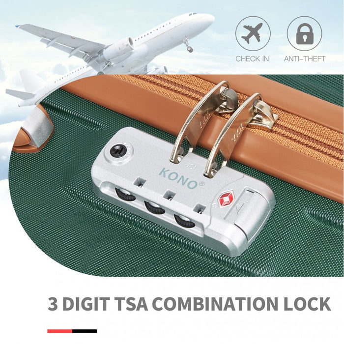 3-Piece ABS Sculpted Horizontal Design Suitcase Set – Green and Brown