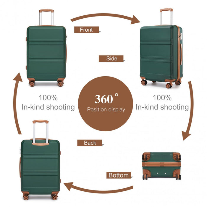 ABS Sculpted Horizontal Design Suitcase – 28-Inch – Green and Brown